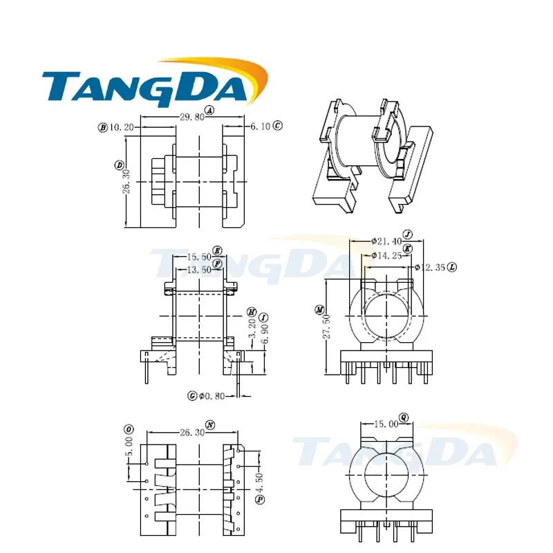 Магнитный сердечник Tangda PQ PQ2625, тип 4 + 6 pin 10P, каркасный ферритовый силовой трансформатор, корпус PC40 DIP
Магнитный сердечник Tangda PQ PQ2625, тип 4 + 6 pin 10P, каркасный ферритовый силовой трансформатор, корпус PC40 DIP
