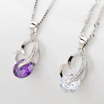 Sterling Silver Clavicle Necklace Pendant Wedding Jewelry Zircon Diamond Pendant 925 Silver Necklace 18inches Rotation Heart
Sterling Silver Clavicle Necklace Pendant Wedding Jewelry Zircon Diamond Pendant 925 Silver Necklace 18inches Rotation Heart