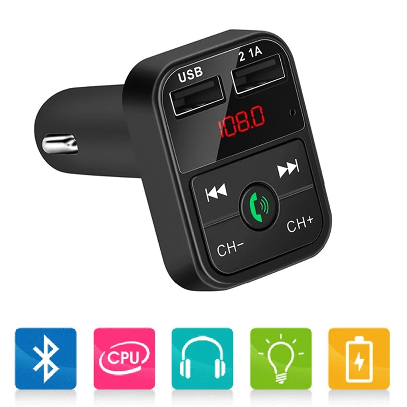 

Car Bluetooth FM Transmitter Wireless Handsfree LED MP3 Player USB Charger 2.1A Hands Free Car Fast Charge