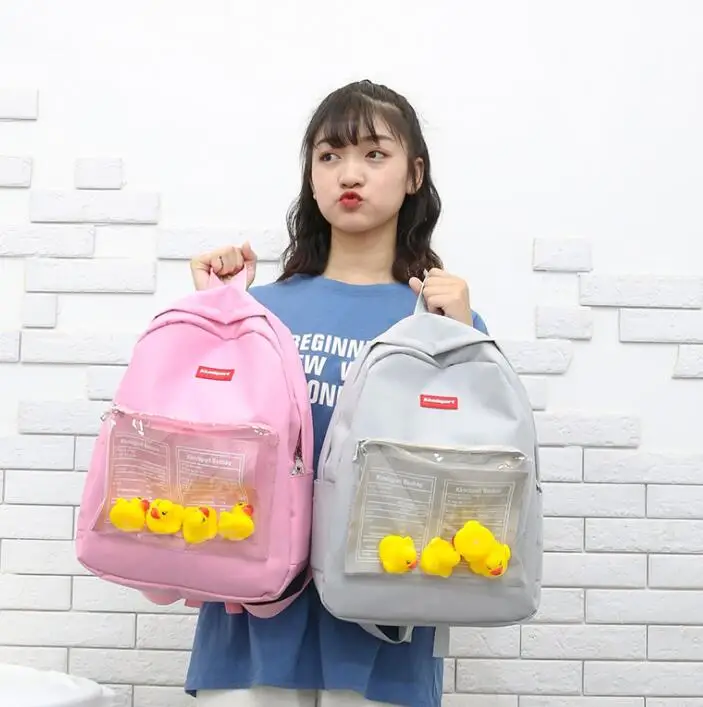 Ins schoolbag original dormitory ulzzang shoulder bag female canvas high school students cute yellow duck transparent Backpack
Ins schoolbag original dormitory ulzzang shoulder bag female canvas high school students cute yellow duck transparent Backpack