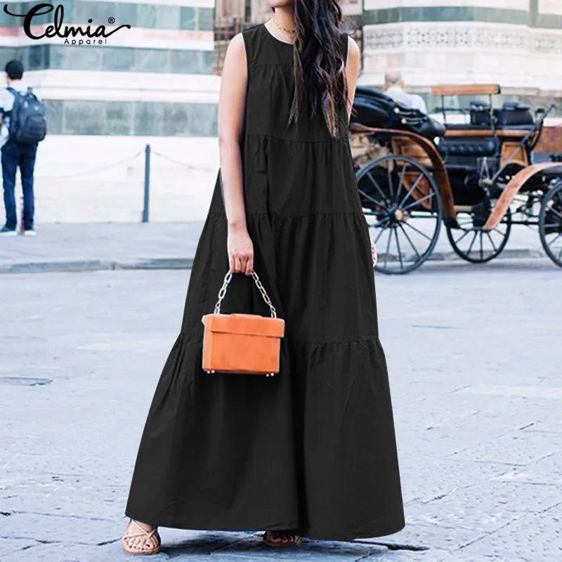 Women Bohemian Beach Solid Ruffles Dress Celmia Summer Casual Sexy Sleeveless Vest Tank Dress Plus Size Ladies Robe Vestidos 5XL
Women Bohemian Beach Solid Ruffles Dress Celmia Summer Casual Sexy Sleeveless Vest Tank Dress Plus Size Ladies Robe Vestidos 5XL