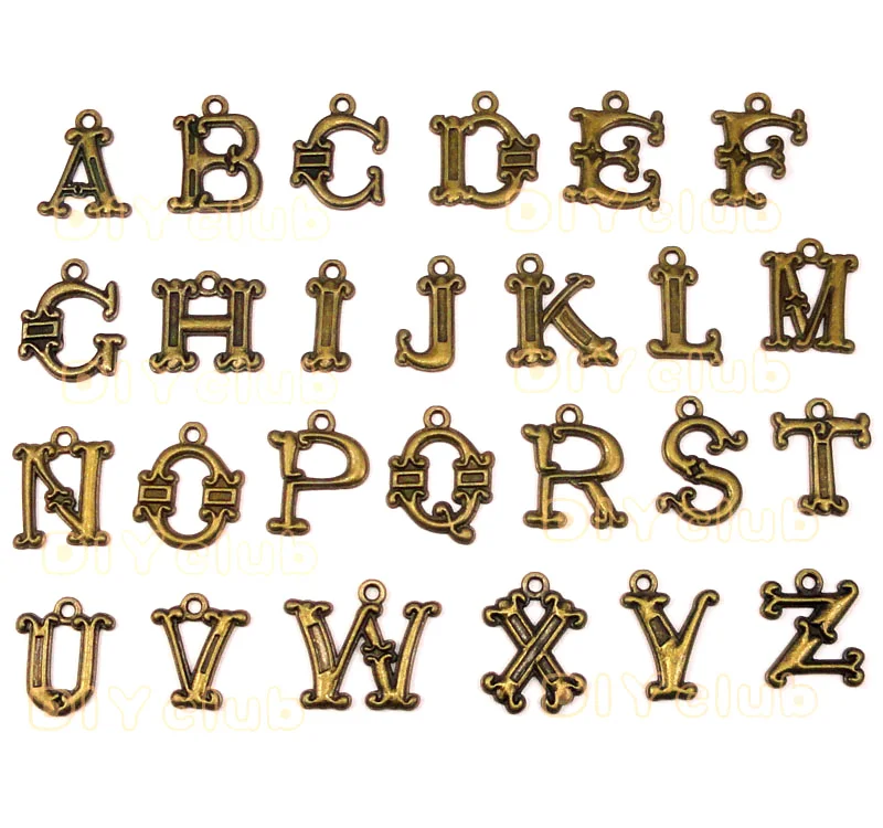 Подвески в виде букв алфавита 26 шт. античная бронза отлично подходит для многих