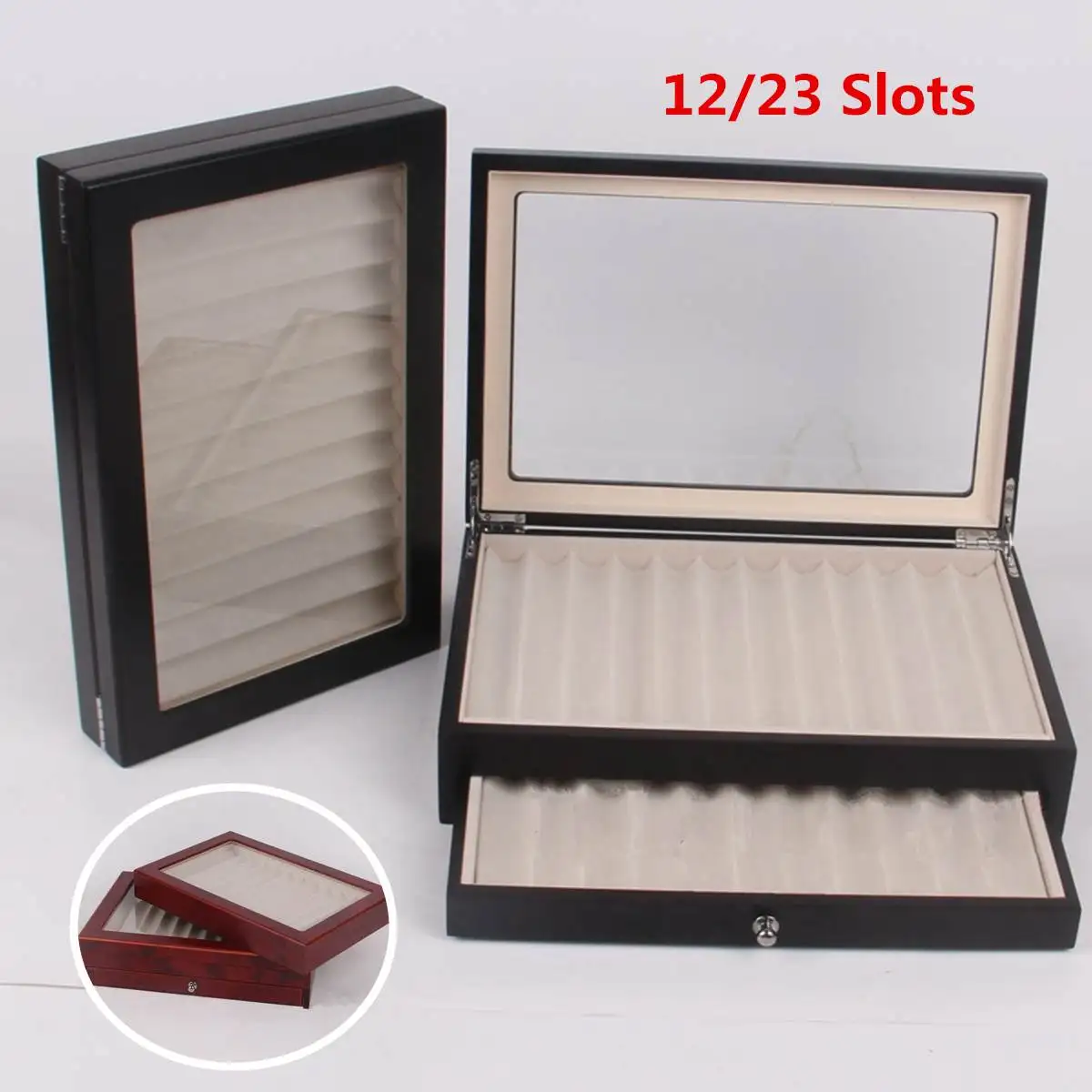 12/30 Pen Fountain Wood Display Case Holder Wooden Pen box Storage Collector Organizer Box Black
12/30 Pen Fountain Wood Display Case Holder Wooden Pen box Storage Collector Organizer Box Black