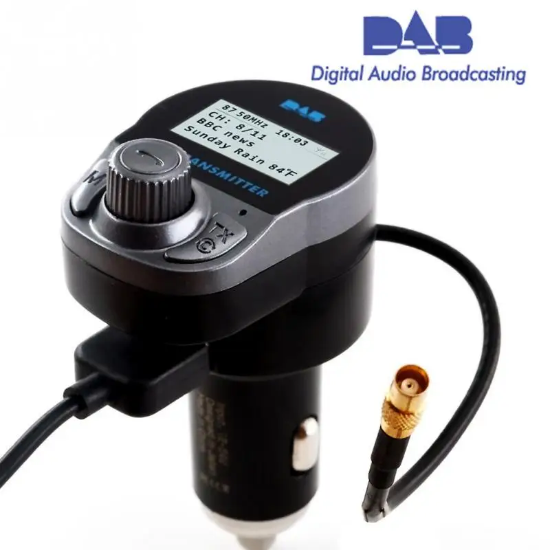

Auto FM Tuner Antenna Transmitter DAB Digital Radio Broadcasting Electronic Car USB Powered Transmission Music Player Adapter