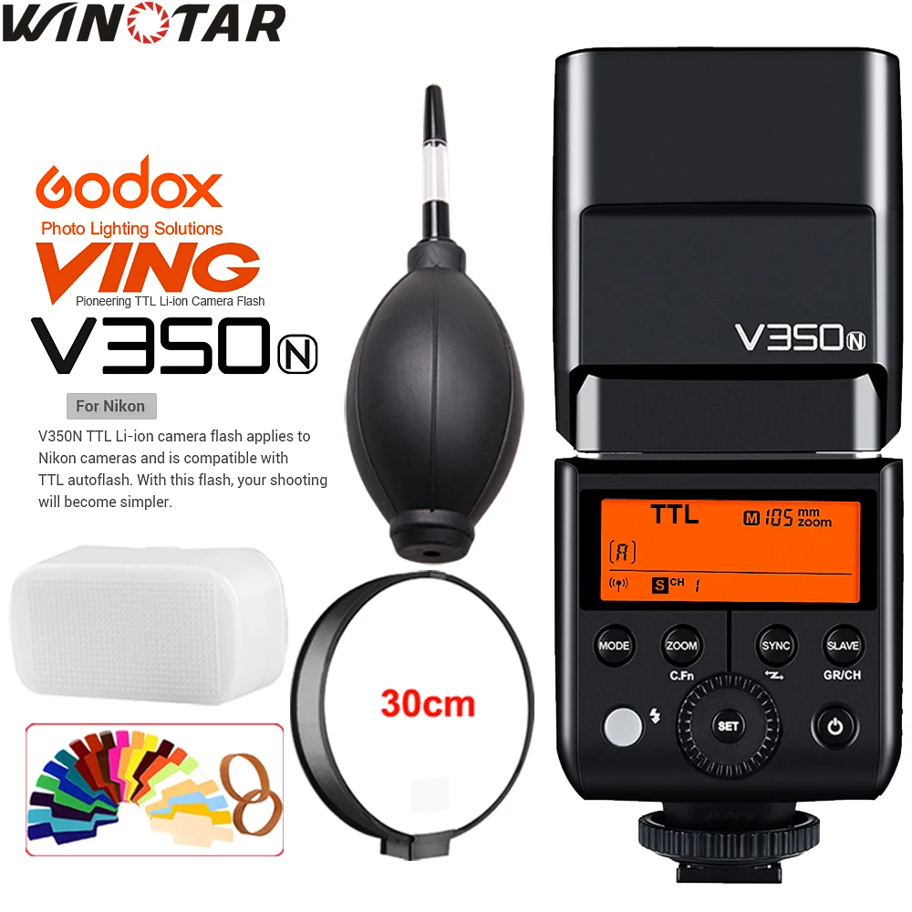 

Godox V350N TTL 1/8000s HSS 2.4G GN36 Li-ion Battery Camera Flash for Nikon D7500 D7200 D7100 D5600 D750 D610 D500 D800 D700 D5