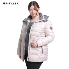 MS VASSA mujeres 2018 nuevas chaquetas de alta calidad de invierno primavera señoras abrigos de moda de talla grande Parkas Turn Down Plus Size 6XL 7XL(China)