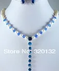 beautiful natural white pearl blue crystall jade pendant Necklace earring Set Silver gold plated Jewellery sets free shipping
beautiful natural white pearl blue crystall jade pendant Necklace earring Set Silver gold plated Jewellery sets free shipping