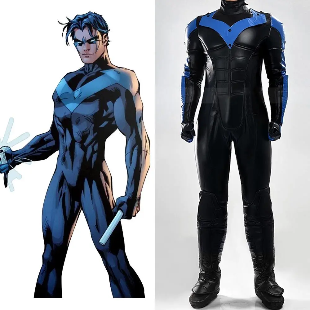 Batman Cosplay Arkham City Nightwing Robin Cosplay Costume Outfit Full Sets Uniform Nightwing Cosplay Halloween Carnival Costume Free Shipping Worldwide