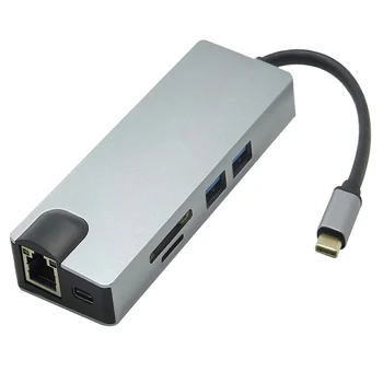 5pcs/lot 8 in 1 USB Type C Hub to HDMI 4K VGA RJ45 Gigabit Ethernet Adapter SD/TF Card Reader Type C Adapter for Macbook
5pcs/lot 8 in 1 USB Type C Hub to HDMI 4K VGA RJ45 Gigabit Ethernet Adapter SD/TF Card Reader Type C Adapter for Macbook