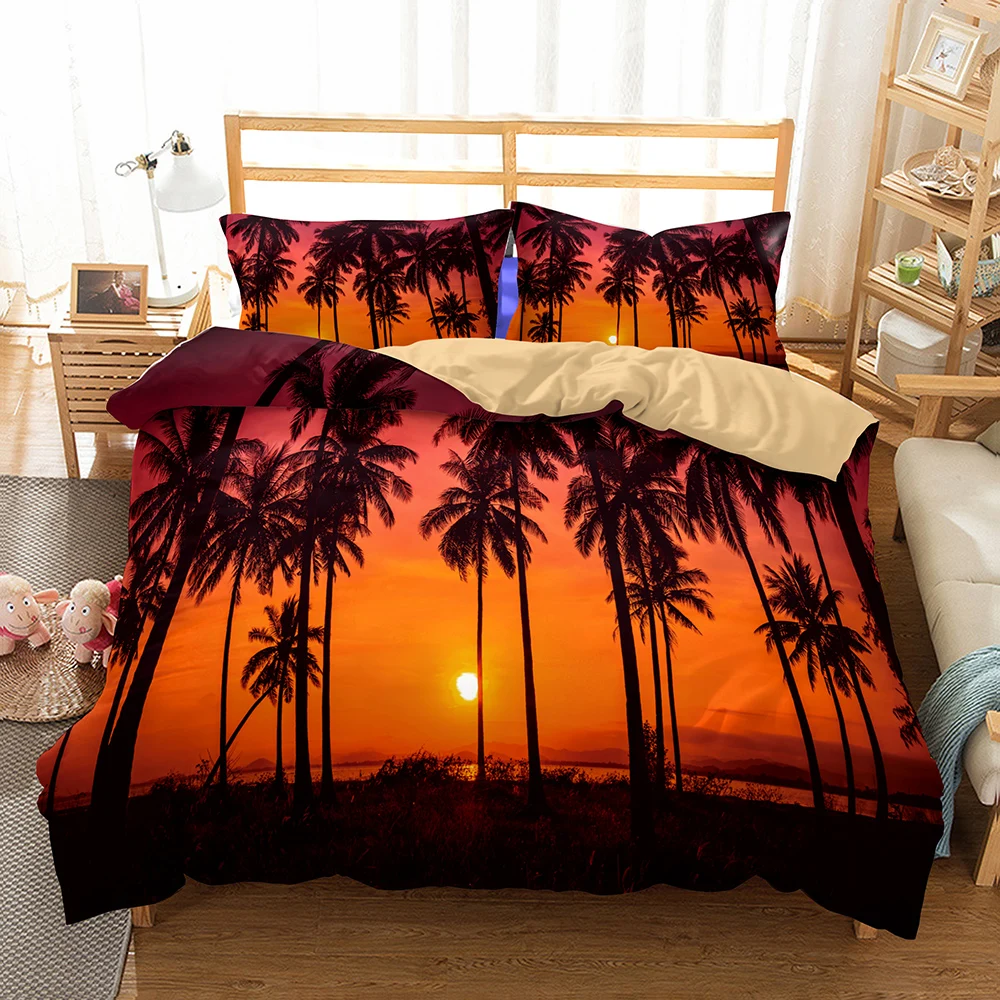 Tropical Beach Island Palm Tree in Gold Glow Sunset Bed Set 3 Pieces with 2 Pillowcase Warm Microfiber Girls Duvet Cover Set 
Tropical Beach Island Palm Tree in Gold Glow Sunset Bed Set 3 Pieces with 2 Pillowcase Warm Microfiber Girls Duvet Cover Set