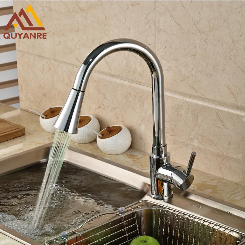 Chrome LED Color Changing Kitchen Faucet Single Handle Pull Out Kitchen Sink Taps
Chrome LED Color Changing Kitchen Faucet Single Handle Pull Out Kitchen Sink Taps