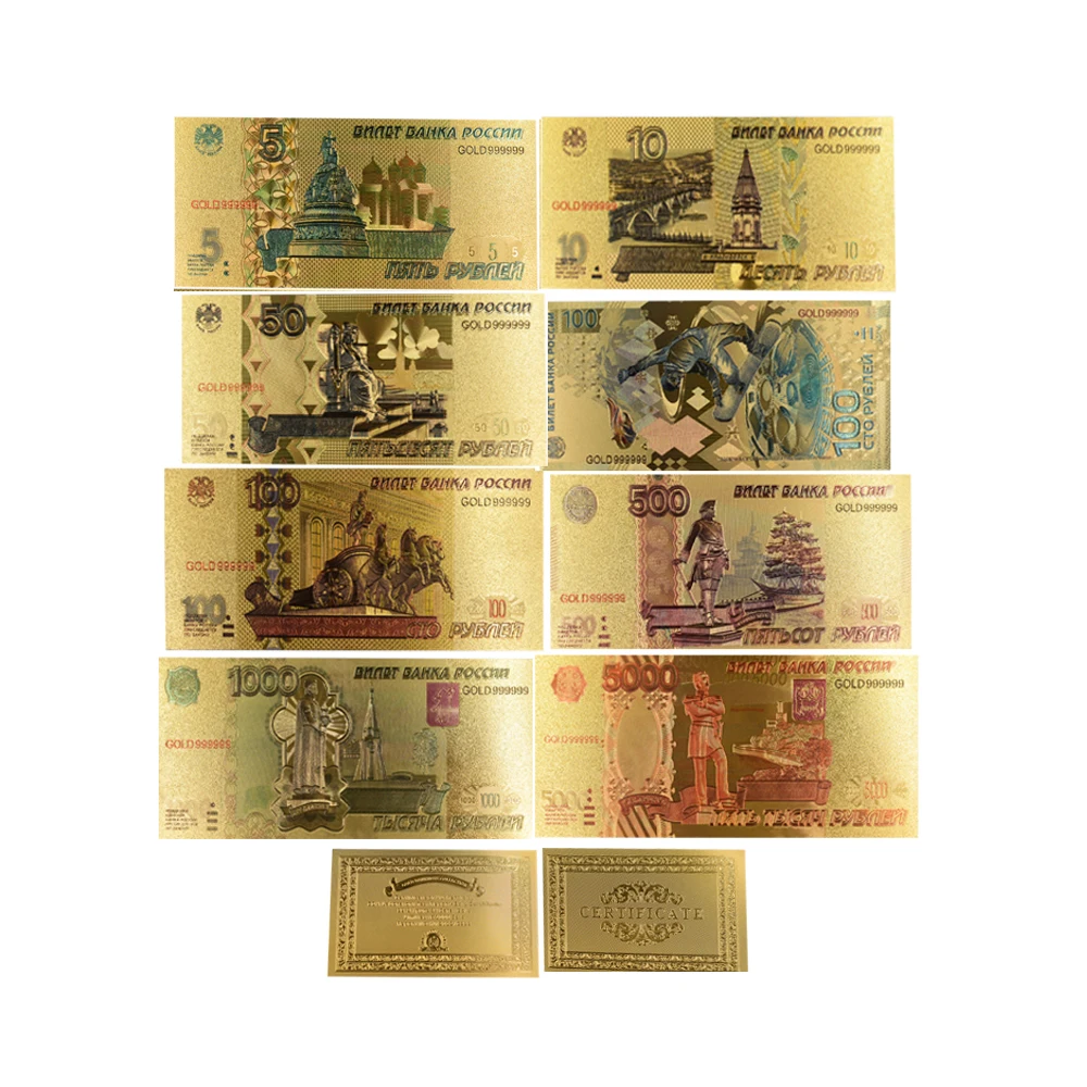 8pcs Russian 24k Gold Banknote Set Collectible Colorful Russian Souvenir Gifts Paper Money Cheap Price Worth Collection
8pcs Russian 24k Gold Banknote Set Collectible Colorful Russian Souvenir Gifts Paper Money Cheap Price Worth Collection