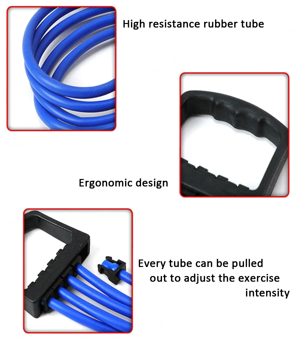 Gymnastic Chest Expander Puller 5 Tube Cable Rubber Sports Yoga Training Rope
