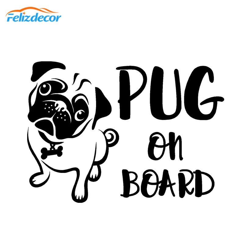 Pug On Board Car Stickers 27x19cm Cute Doggy Decals Art Window Decor Quality Waterproof L022 | Автомобили и мотоциклы