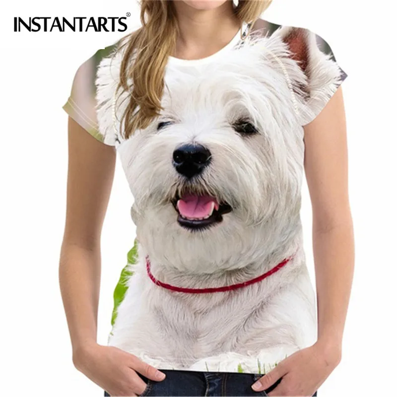INSTANTARTS Women's Clothing Comfortable Women Short Sleeved T-shirt 3D Cute Dog Print West Highland White Terrier Summer Tshirt
INSTANTARTS Women's Clothing Comfortable Women Short Sleeved T-shirt 3D Cute Dog Print West Highland White Terrier Summer Tshirt