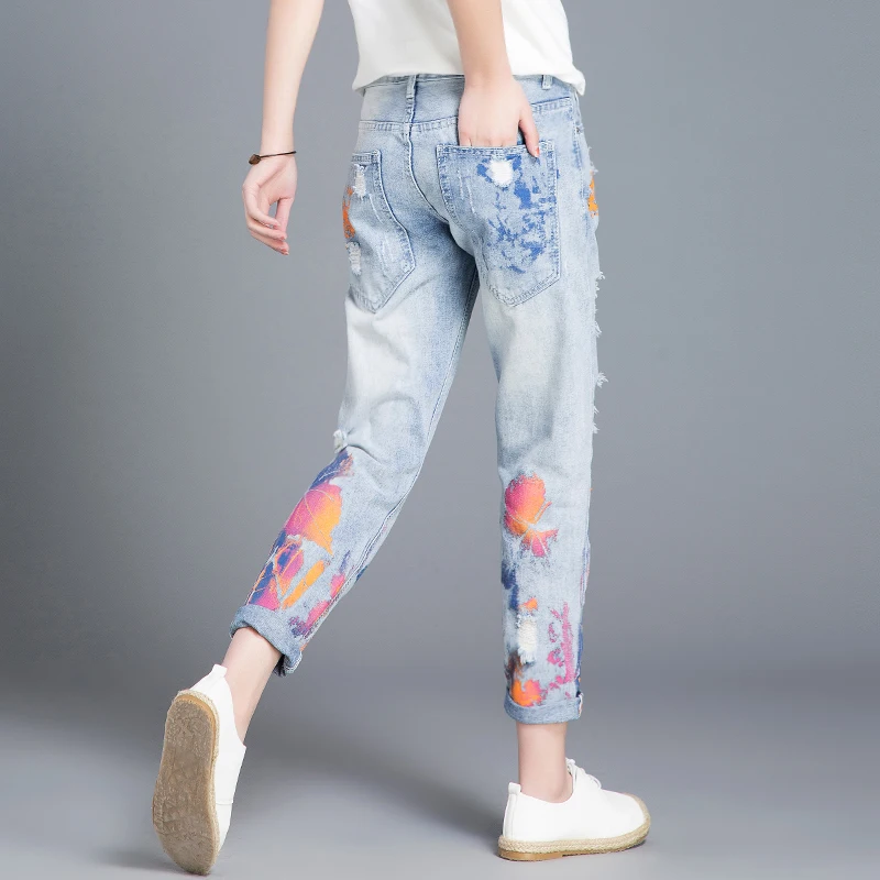 ColorPainting Jeans Woman Easy Nine Part Pants Korean Student Pants Ripped Jeans For Women
ColorPainting Jeans Woman Easy Nine Part Pants Korean Student Pants Ripped Jeans For Women