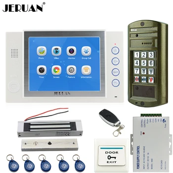 

JERUAN NEW 8 inch Color LCD Video Door Phone Record Intercom System kit Waterproof Password HD Mini Camera +180kg Magentic lock