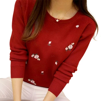 Women's Sweater Spring Autumn Winter Peach Embroidery Slim Girl's Knitted Pullover
Women's Sweater Spring Autumn Winter Peach Embroidery Slim Girl's Knitted Pullover