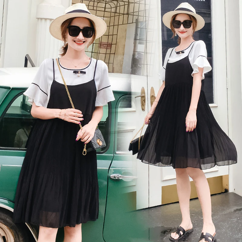 Pengpious pregnant women summer fashion new chiffon dress+short flare sleeve shirts maternity preppy style mini dress sweet set
Pengpious pregnant women summer fashion new chiffon dress+short flare sleeve shirts maternity preppy style mini dress sweet set