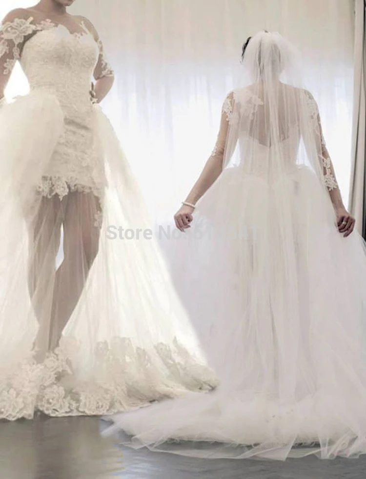 Three Quarter Sleeve Sweetheart Trumpet Mermaid Wedding Dresses Lace Applique Short Inside Sweep Train Bridal Gown yk1A126
Three Quarter Sleeve Sweetheart Trumpet Mermaid Wedding Dresses Lace Applique Short Inside Sweep Train Bridal Gown yk1A126