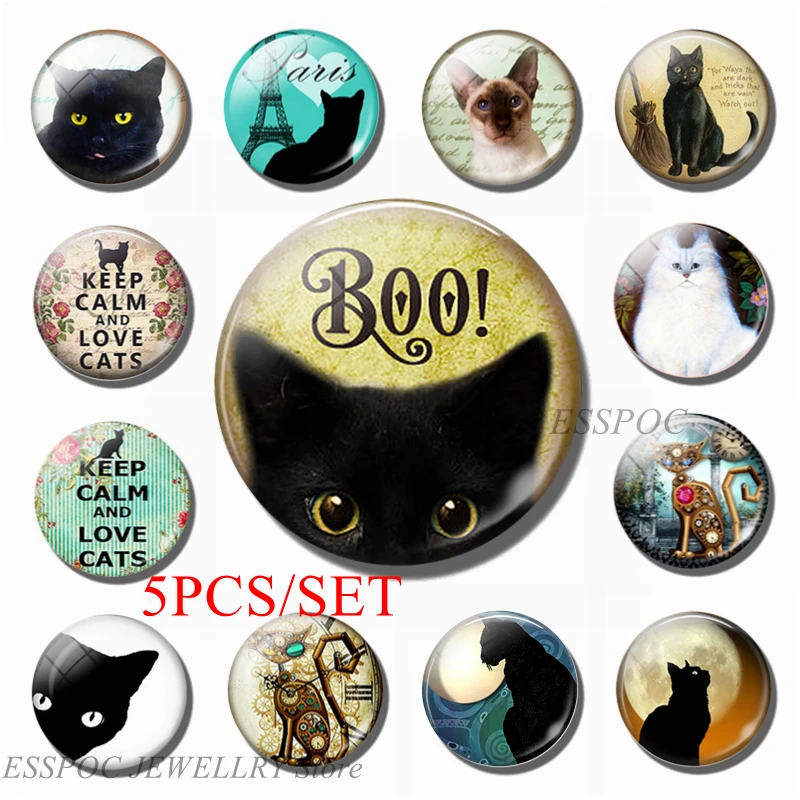 5PCS/SET Boo! Balck Cat Animal Jewelry 25MM Glass Dome Cabochon Jewelry Cat Cartoon Making Pendant Women Kids Gifts
5PCS/SET Boo! Balck Cat Animal Jewelry 25MM Glass Dome Cabochon Jewelry Cat Cartoon Making Pendant Women Kids Gifts