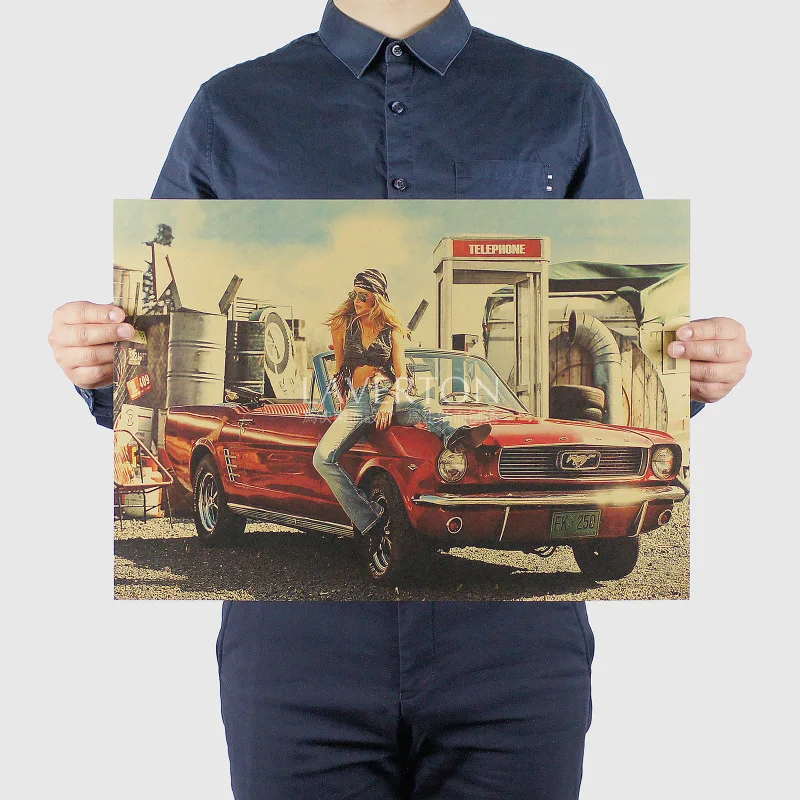 Sexy Beauty girl and Vintage car /mustang roadster/kraft paper/ Wall stickers / bar Retro Poster/decorative painting 51x35.5cm
Sexy Beauty girl and Vintage car /mustang roadster/kraft paper/ Wall stickers / bar Retro Poster/decorative painting 51x35.5cm