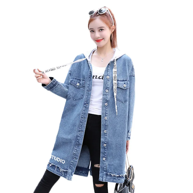 Medium long Women Denim Jacket 2019 new Autumn Loose Single-Breasted Outerwear Spring Fashion Casual Hooded Cowgirl Coats JIA21
Medium long Women Denim Jacket 2019 new Autumn Loose Single-Breasted Outerwear Spring Fashion Casual Hooded Cowgirl Coats JIA21