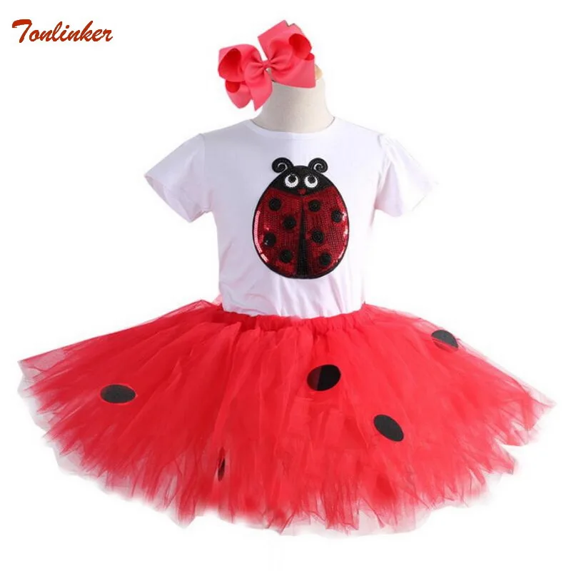 Ladybug Red Black Lady Bug Baby Girl 1st First Birthday Tutu Outfit Shirt Set