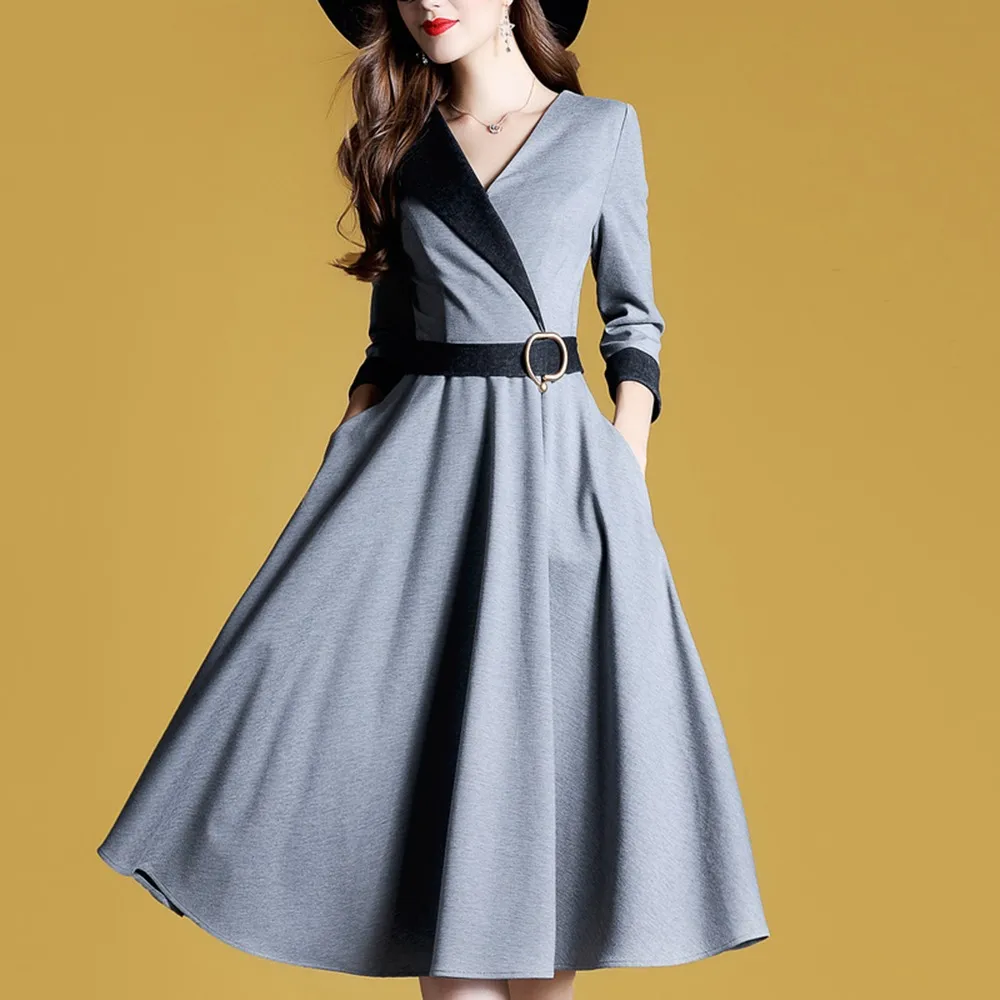 Women Fashion Swing Dresses Autumn 2018 New High Street Waist Belt Slim Party Office Lady Simple Elegant Sexy Midi Dress Female
Women Fashion Swing Dresses Autumn 2018 New High Street Waist Belt Slim Party Office Lady Simple Elegant Sexy Midi Dress Female
