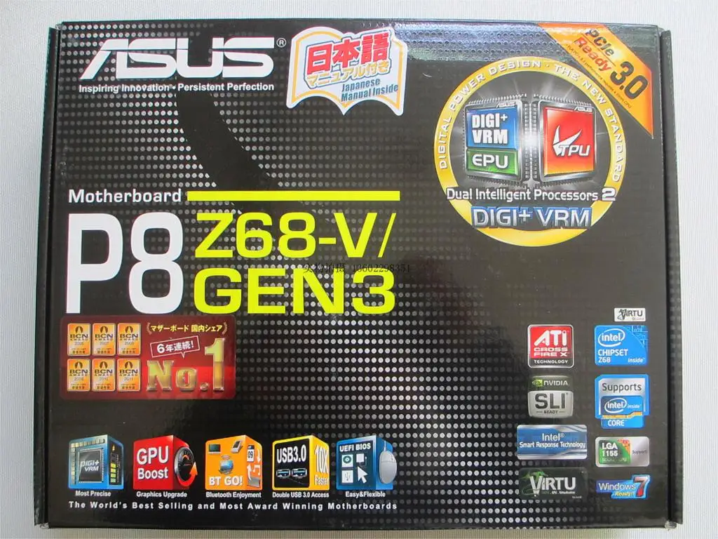 ASUS P8Z68-V/GEN3 overclocked Z68 luxury board new original
ASUS P8Z68-V/GEN3 overclocked Z68 luxury board new original
