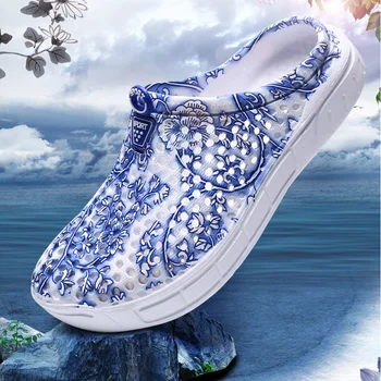 HENGSONG Summer Women Beach Slippers Blue And White Print Breathable Mesh Shoes For Flip Flop Massage Slippers Plus Size 41 
HENGSONG Summer Women Beach Slippers Blue And White Print Breathable Mesh Shoes For Flip Flop Massage Slippers Plus Size 41