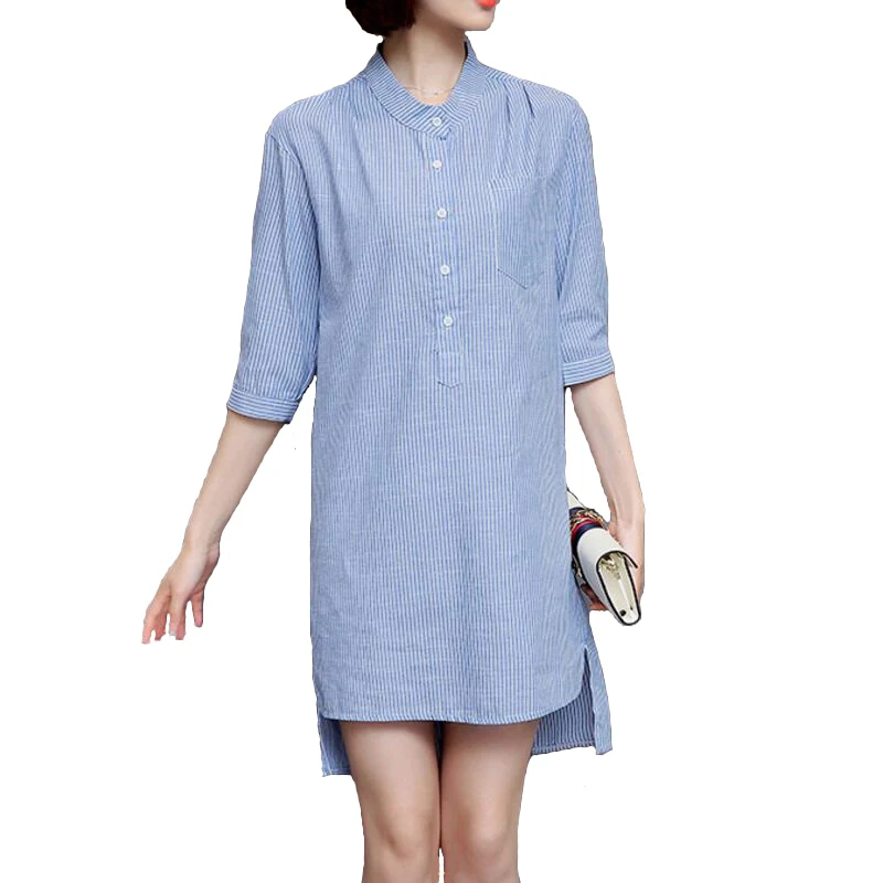 S-4XL Long Plus Size Blouse For Women Female Casual Half Sleeve Oversize Stand Collar Pullovers Tops Striped Loose Shirts
S-4XL Long Plus Size Blouse For Women Female Casual Half Sleeve Oversize Stand Collar Pullovers Tops Striped Loose Shirts