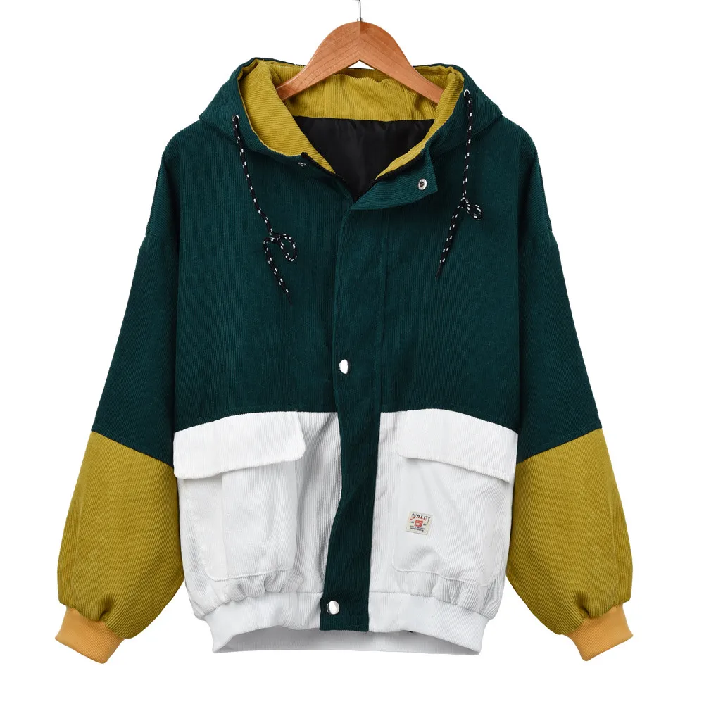 Autumn Jacket Women Long Sleeve Corduroy Patchwork Oversize Jacket Windbreaker Coat Overcoat Harajuku New vogue Streetwear #YL10
Autumn Jacket Women Long Sleeve Corduroy Patchwork Oversize Jacket Windbreaker Coat Overcoat Harajuku New vogue Streetwear #YL10