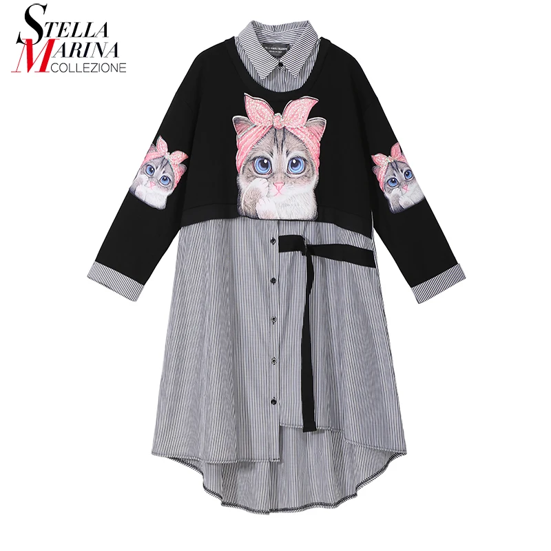 New 2019 Women Autumn Winter Kawaii Cartoon Shirt Dress Cat Print Long Sleeve Lady Casual Cute Midi Dress robe femme style 3936
New 2019 Women Autumn Winter Kawaii Cartoon Shirt Dress Cat Print Long Sleeve Lady Casual Cute Midi Dress robe femme style 3936