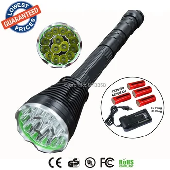 

AloneFire HF15-1 15T6 Super Bright 18000LM Hunting torch 15 x CREE XM-L2 Waterproof led Flashlight with 4x26650 battery/charger