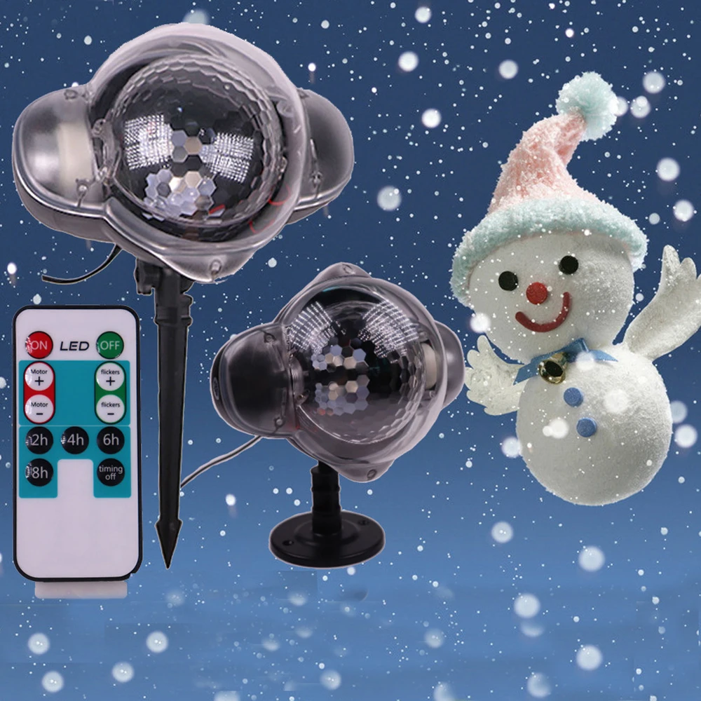 IP65 Christmas Holiday Moving Snowflake Projector Light Snowfall Flurries Light for Home Garden Snow shower