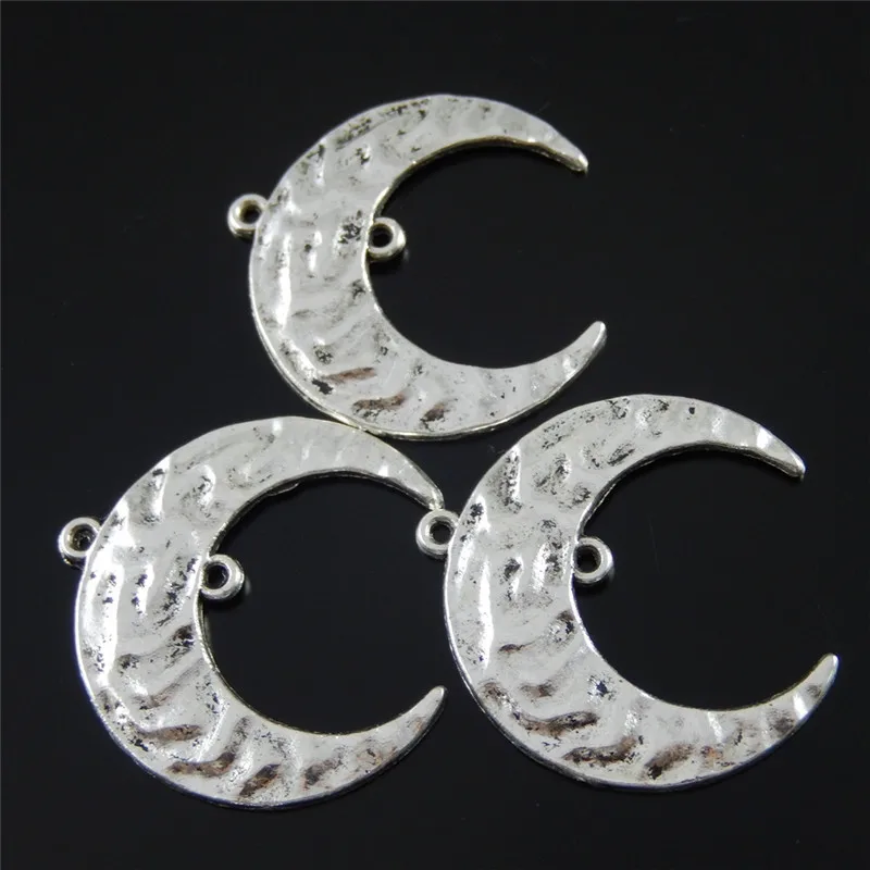 Antique Style Silver Alloy Half Moon Shape Pendant Charm Connector 20PCS 02025