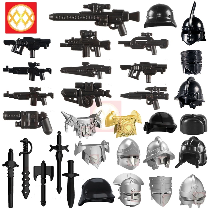 10PCS Building Blocks Medieval Weapon Rome Warriors Helmet Sword Military Swat Police GUN WW2 Army Accessories Toys For Kids
10PCS Building Blocks Medieval Weapon Rome Warriors Helmet Sword Military Swat Police GUN WW2 Army Accessories Toys For Kids