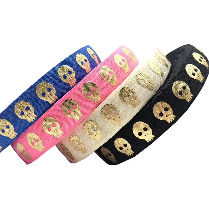 Halloween 16mm Gold &Silver Foil Skull Print Fold Over Elastic Ribbon DIY Party gift decoration Sewing Accessories 10yard
Halloween 16mm Gold &Silver Foil Skull Print Fold Over Elastic Ribbon DIY Party gift decoration Sewing Accessories 10yard
