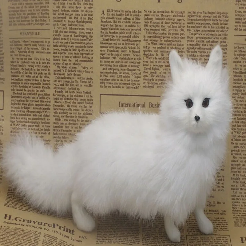 

about 26x7x15cm Simulation fox model white fox toy polyethylene&furs Resin handicraft,props,decoration gift d0098