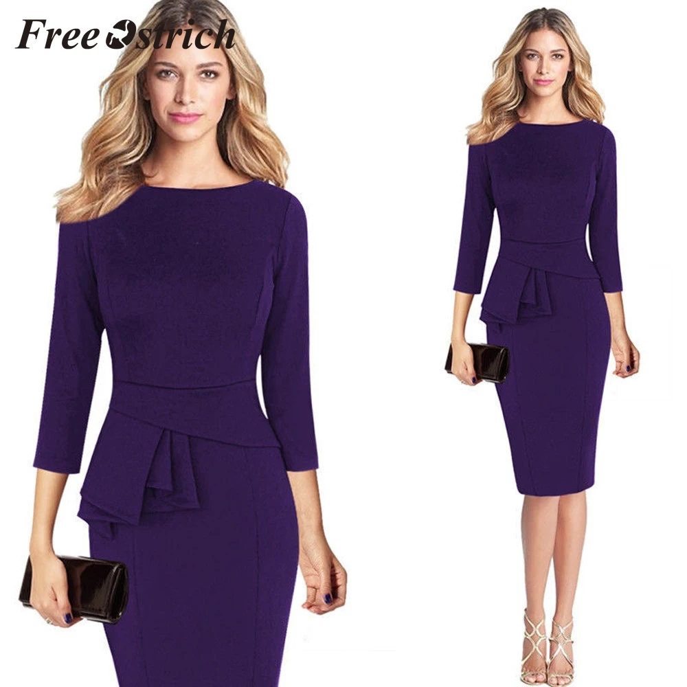 Free Ostrich 2019 Women Elegant Frill Peplum 3/4 Gown Sleeve Work Business Party Sheath Dress Solid Elegant Office Lady Style
Free Ostrich 2019 Women Elegant Frill Peplum 3/4 Gown Sleeve Work Business Party Sheath Dress Solid Elegant Office Lady Style
