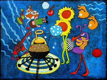 Abstract handmade painting animal party on oil canvas for living room decor and wallpaper
Abstract handmade painting animal party on oil canvas for living room decor and wallpaper