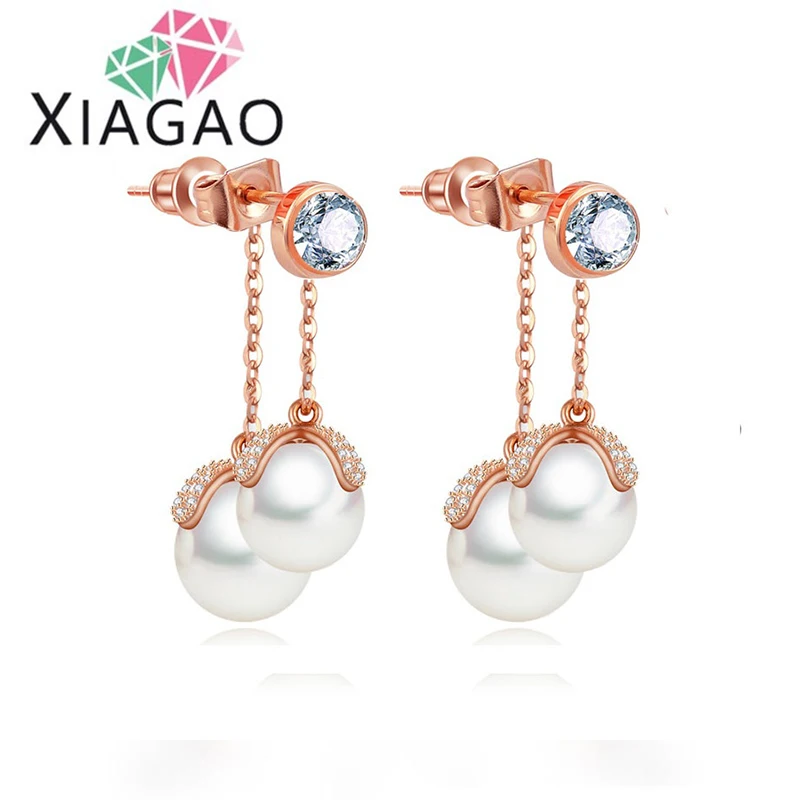 XIAGAO Fashion Double Created Pearls Tiny CZ Paved Dangle Statement Earrings Rose Gold-color Bricons For Fashion Women
XIAGAO Fashion Double Created Pearls Tiny CZ Paved Dangle Statement Earrings Rose Gold-color Bricons For Fashion Women