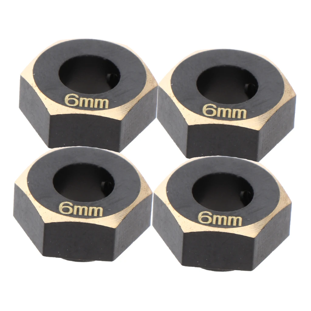 4Pcs Machined Brass 6mm Wheel Hex Hub Adapter for 1/10 Traxxas -4 Climbing Crawler RC Hobby Model Car