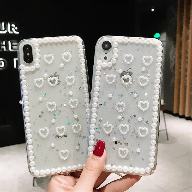glitter epoxy dripping pearl bead heart transparent clear mobile phone case cover for iphone 6 6s 7 8 x xr xs max BIA295
glitter epoxy dripping pearl bead heart transparent clear mobile phone case cover for iphone 6 6s 7 8 x xr xs max BIA295