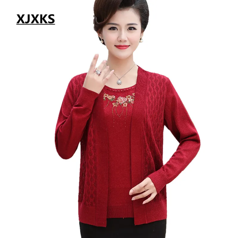 XJXKS Knitted thin fake two-piece women's sweater 2019 spring autumn new fashion embroidery loose plus size sweater women
XJXKS Knitted thin fake two-piece women's sweater 2019 spring autumn new fashion embroidery loose plus size sweater women