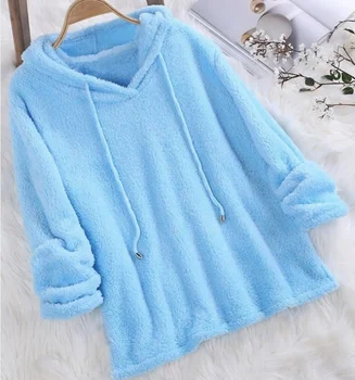 Plus Size Autumn Winter Women Long Sleeve Hooded Blue Pink White Plush Fluffy Hoodies Fleece Pullover Pajama Loose Hoodie Top
Plus Size Autumn Winter Women Long Sleeve Hooded Blue Pink White Plush Fluffy Hoodies Fleece Pullover Pajama Loose Hoodie Top