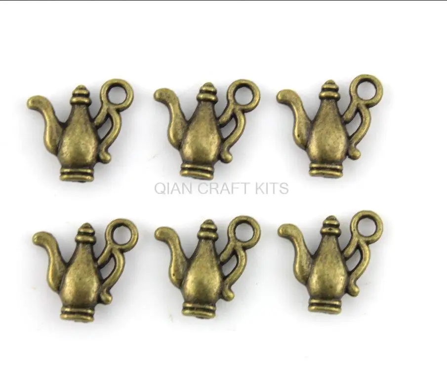 

set of 25 pcs tea pot antique bronze zinc alloy 3D pendant, charm, drops for diy lead and nickle free 15X14mm AY0069