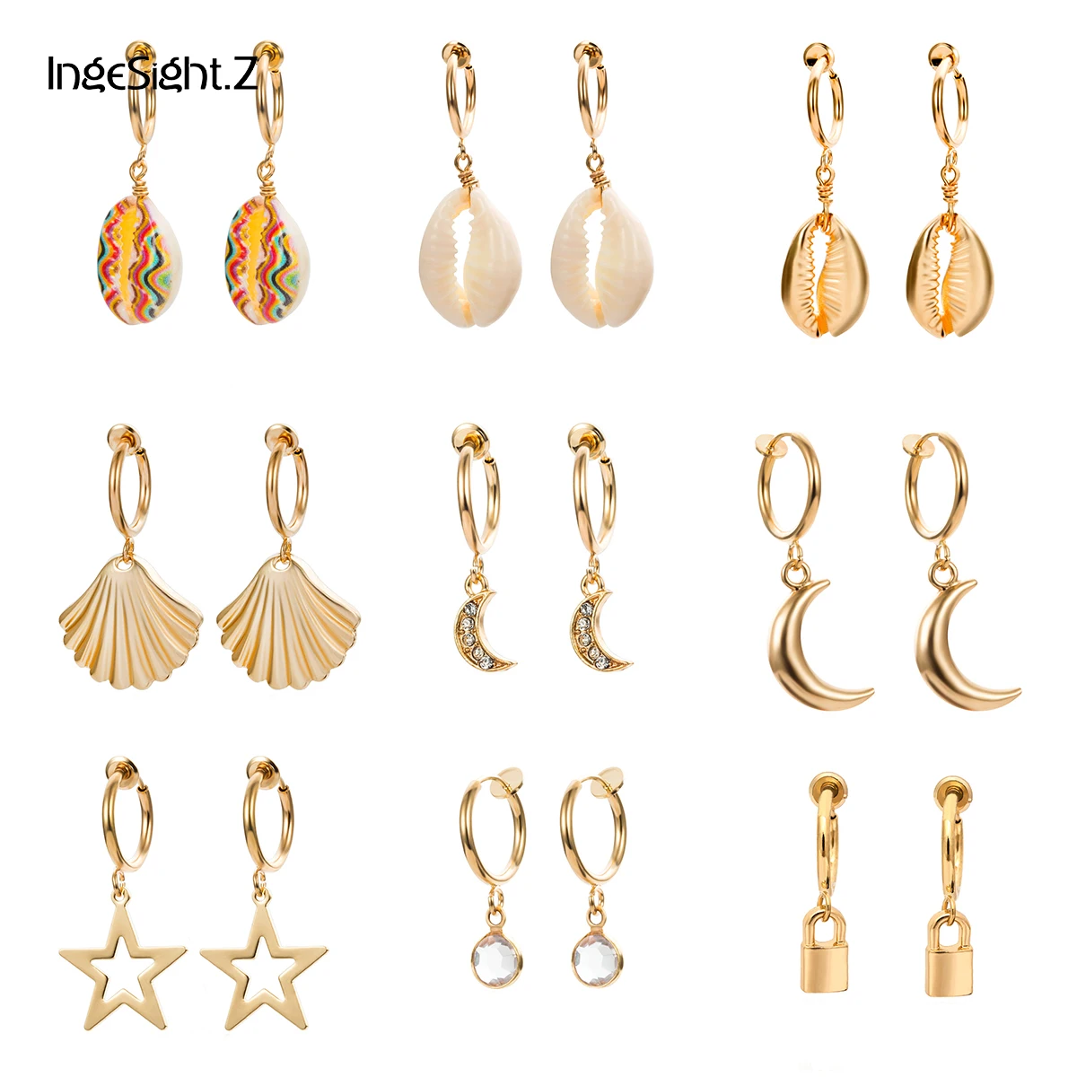 IngeSight.Z 10 Styles Bohemian Natural Shell Copper Clip Earrings Without Piercing Women Statement Crystal Star Earrings Jewelry
IngeSight.Z 10 Styles Bohemian Natural Shell Copper Clip Earrings Without Piercing Women Statement Crystal Star Earrings Jewelry