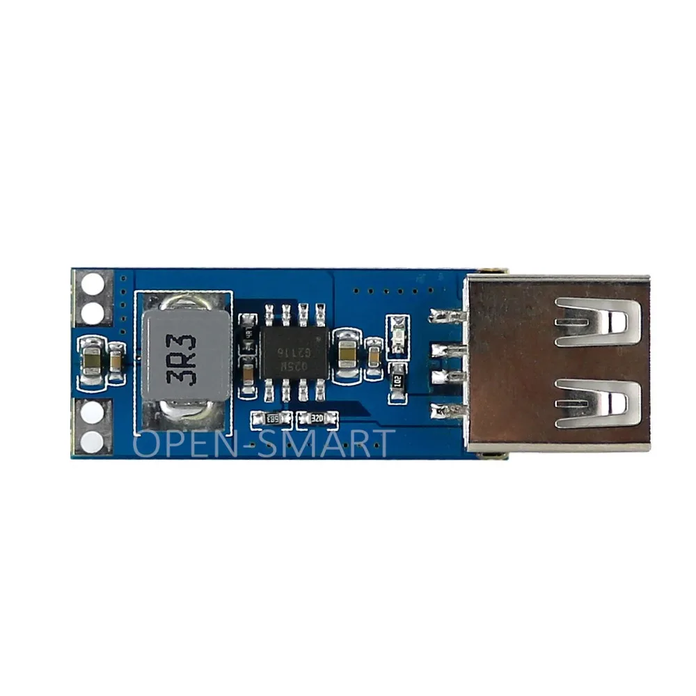 OPEN-SMART Mini DC 2.5~5.5V to USB Socket DC 5V Step-up Boost Converter Power Supply Module - Blue + Silver
OPEN-SMART Mini DC 2.5~5.5V to USB Socket DC 5V Step-up Boost Converter Power Supply Module - Blue + Silver